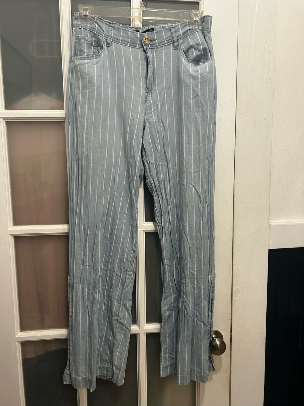 One 5 One 100% Cotton Striped Wide Leg Pants Size Medium